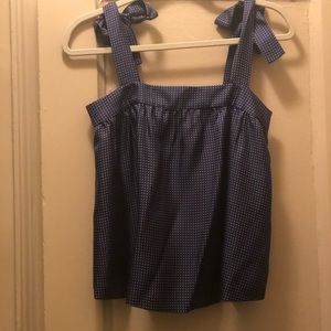 Jcrew silk tank - tie straps, navy polkadots 0